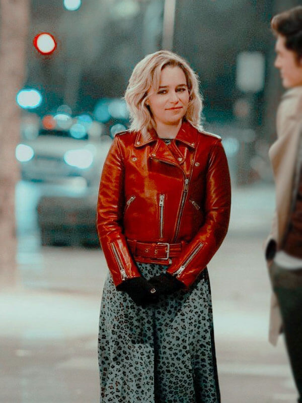 Kate Last Christmas Maroon Leather Biker Jacket