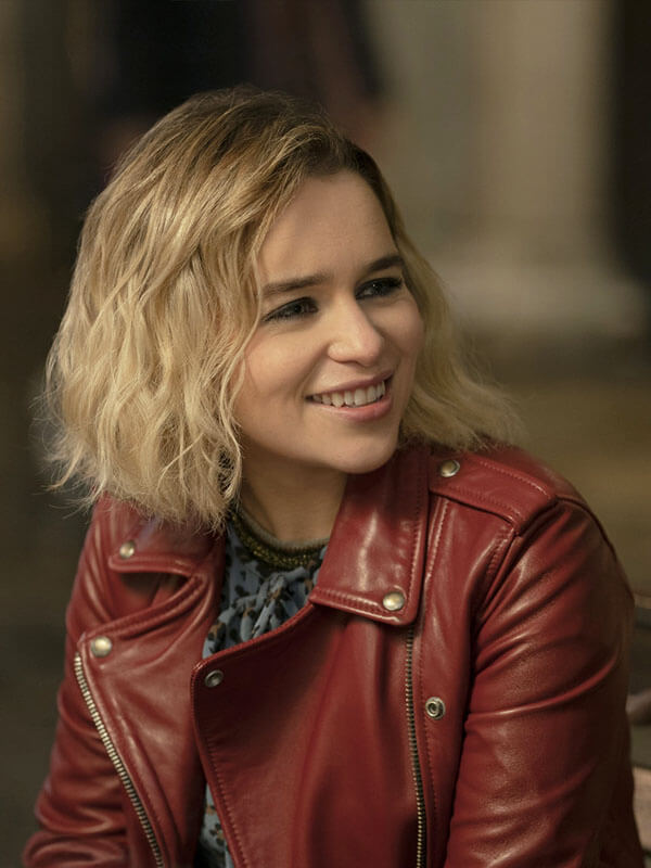 Kate Last Christmas Maroon Leather Biker Jacket