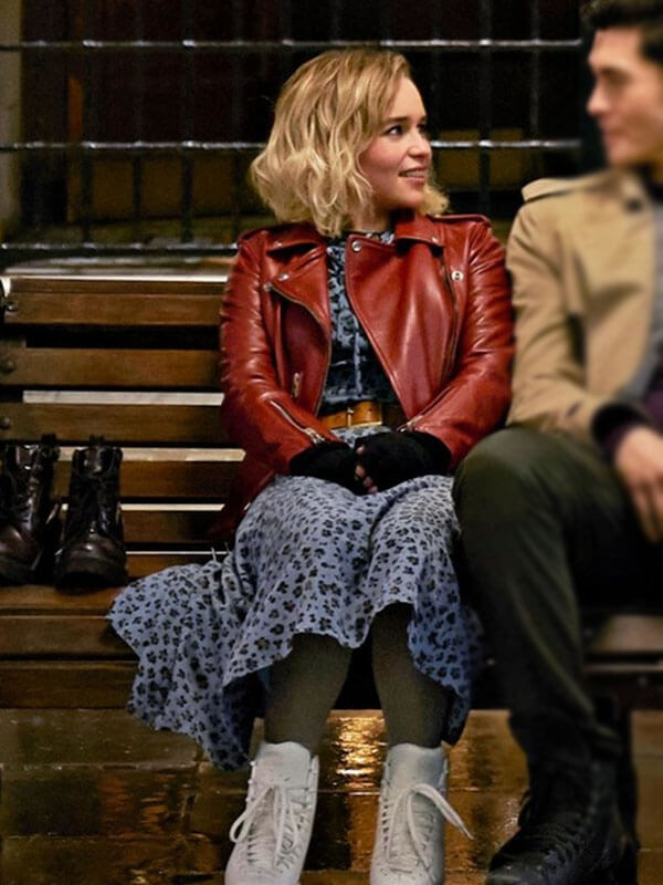 Kate Last Christmas Maroon Leather Biker Jacket