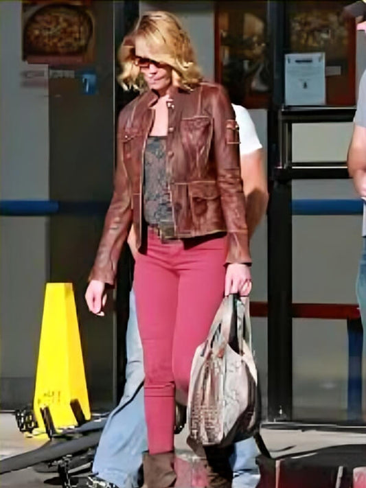 Katherine Heigl Leather Brown Jacket