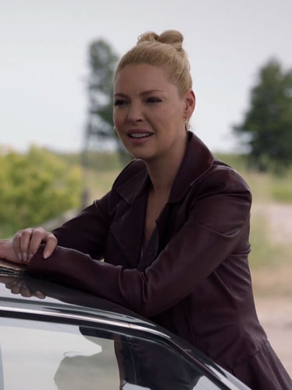 Katherine Heigl Suits Maroon Leather Jacket