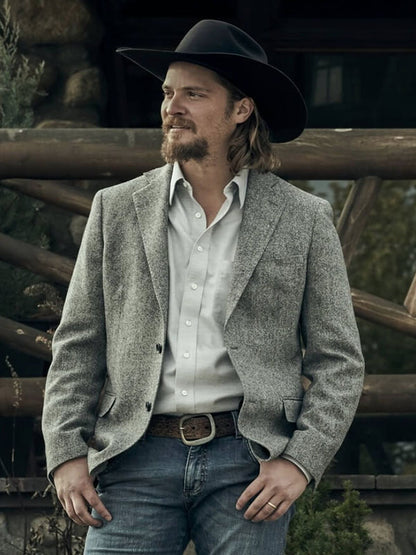 Kayce Yellowstone Season 05 Grey Wool Blazer