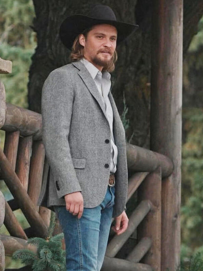 Kayce Yellowstone Season 05 Grey Wool Blazer