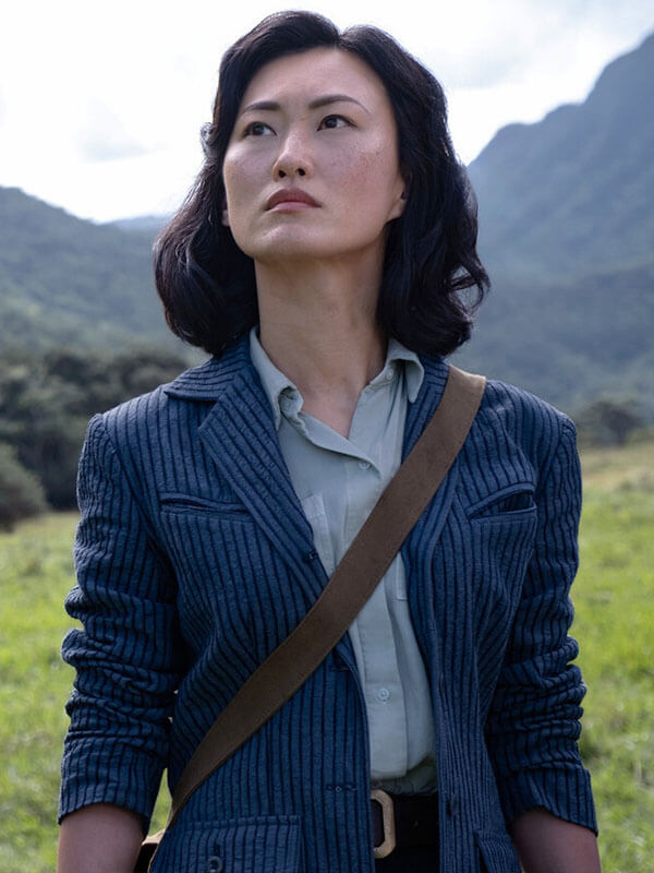Keiko Miura Monarch Legacy Of Monsters Season 01 Blue Stripped Coat
