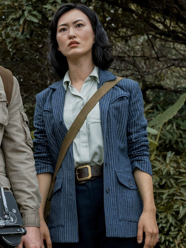 Keiko Miura Monarch Legacy Of Monsters Season 01 Blue Stripped Coat