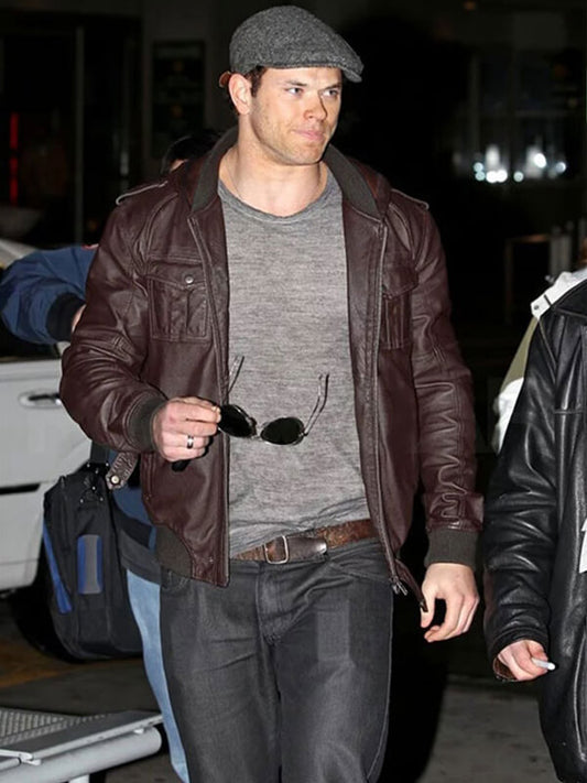 Kellan Lutz Dark Brown Leather Jacket