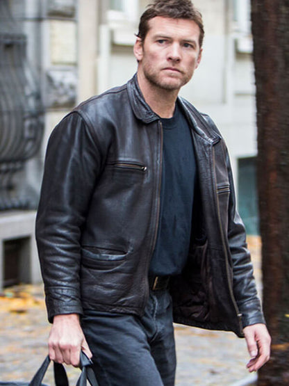 Kidnapping Mr Heineken 2015 Sam Worthington Dark Brown Leather Jacket