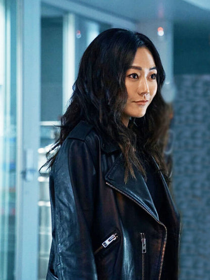 Kimiko Miyashiro The Boys Season 04 Black Leather Jacket