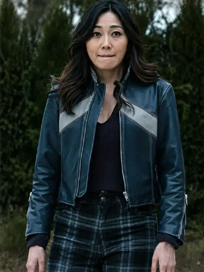 Kimiko The Boys Season 05 Navy Blue Leather Jacket
