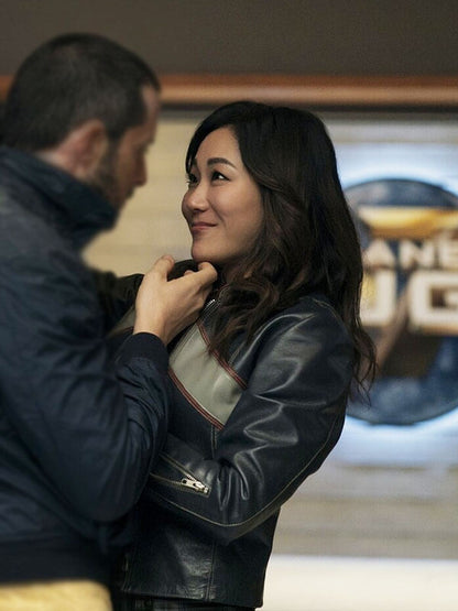 Kimiko The Boys Season 05 Navy Blue Leather Jacket