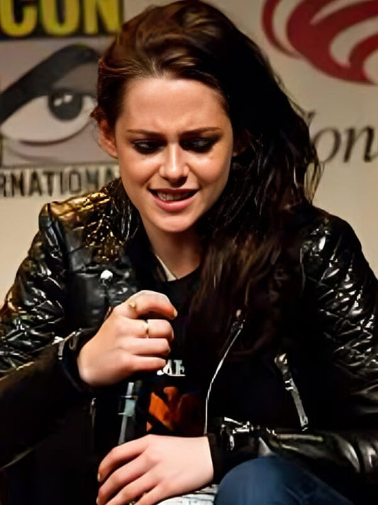 Kristen Stewart Black Quilted Leather Jacket