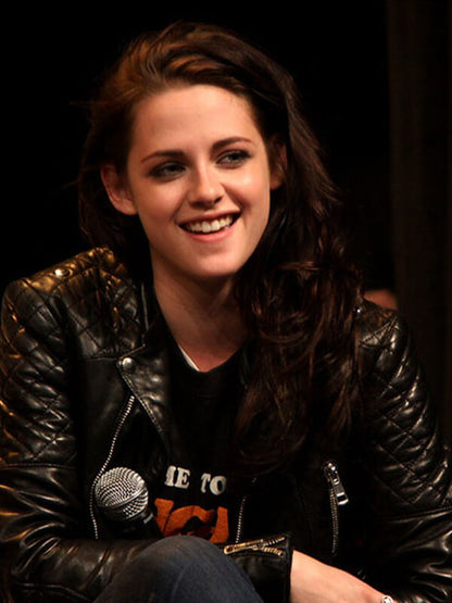 Kristen Stewart Black Quilted Leather Jacket