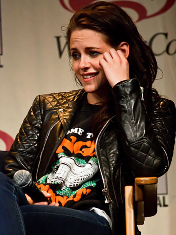 Kristen Stewart Black Quilted Leather Jacket