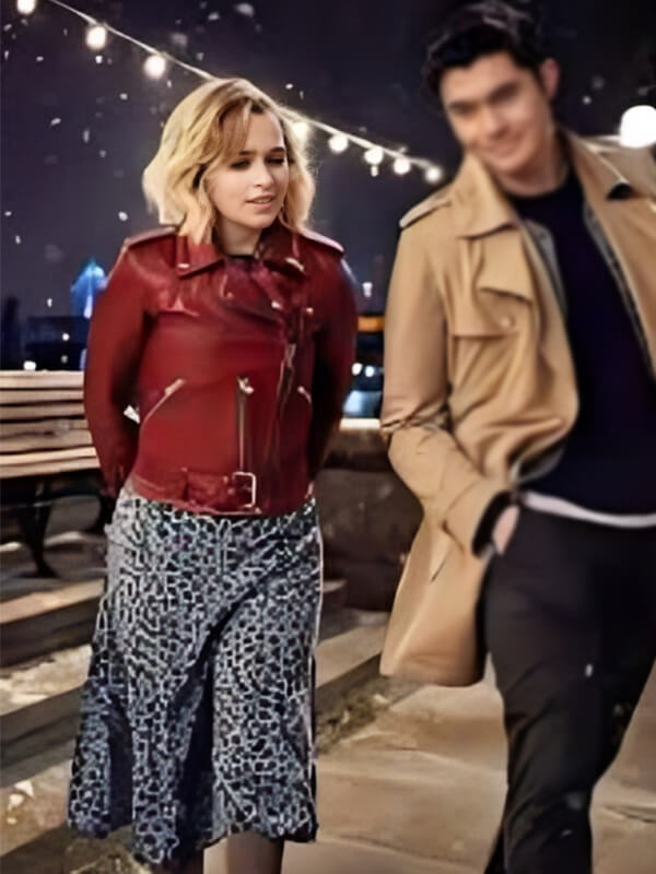  Last Christmas 2019 Emilia Clarke Red Leather Jacket