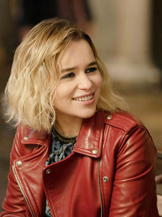  Last Christmas 2019 Emilia Clarke Red Leather Jacket