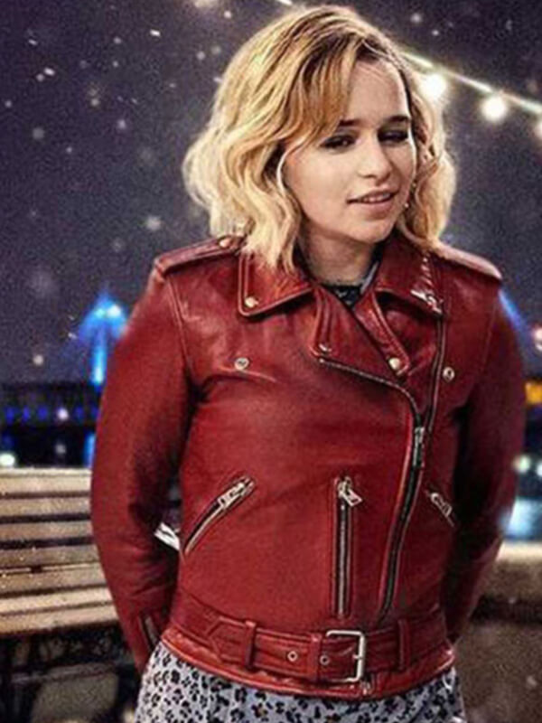  Last Christmas 2019 Emilia Clarke Red Leather Jacket