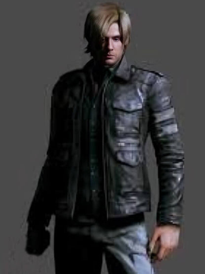 Leon Scott Kennedy Resident Evil 6 Black Leather Jacket