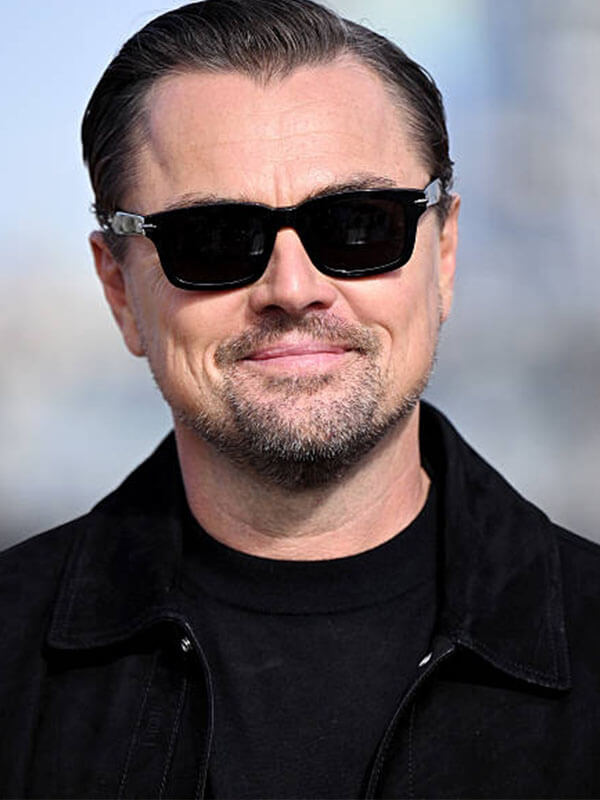 Leonardo Di Caprio One Battle After Another Premiere Black Suede Black Jacket