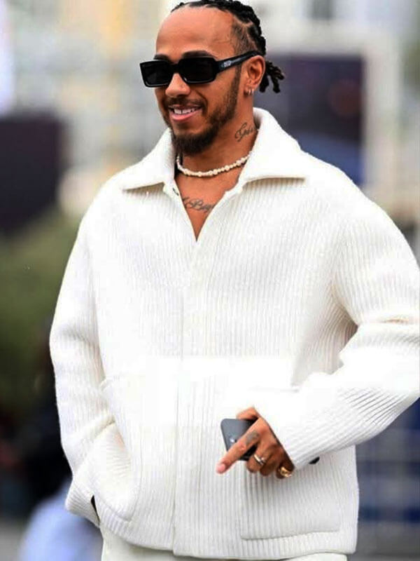 Lewis Hamilton Grand Prix Abu Dhabi White Corduroy Jacket