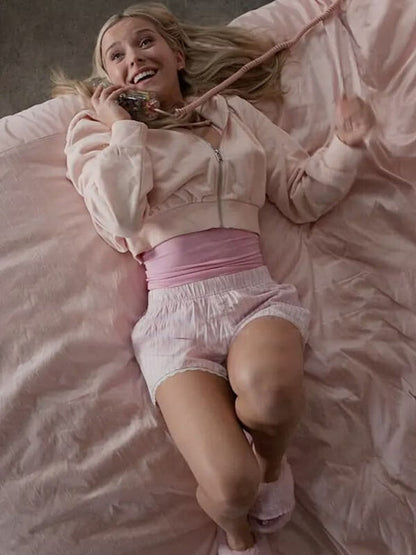 Lexi Minetree Elle Season 01 Pink Cropped Zipup Hoodie