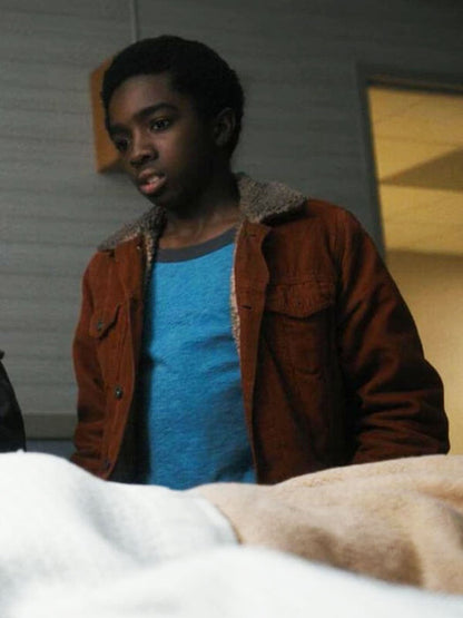 Lucas Sinclair Stranger Things Season 01 Red Corduroy Jacket