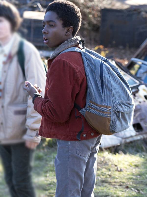 Lucas Sinclair Stranger Things Season 01 Red Corduroy Jacket