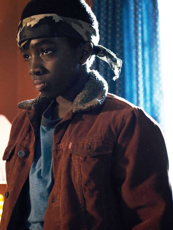Lucas Sinclair Stranger Things Season 01 Red Corduroy Jacket