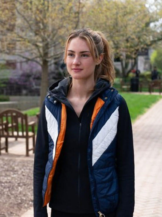 Lucy Albright Tell Me Lies Season 03 Blue Puffer Vest