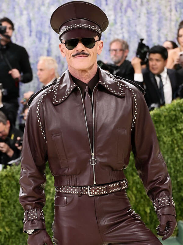 Luke Evans Met Gala 2026 Burgandy Leather Jacket