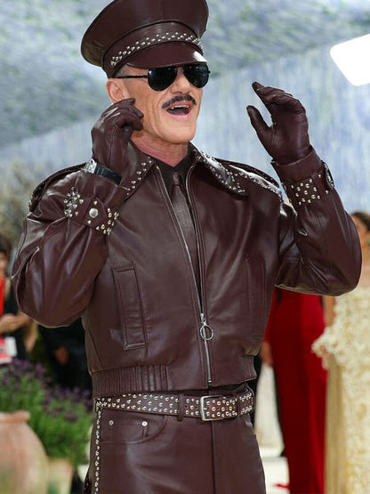 Luke Evans Met Gala 2026 Burgandy Leather Jacket