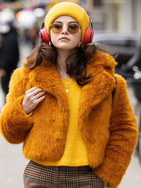 Mabel Mora Only Murders In The Building Faux Fur Orange Jacket.