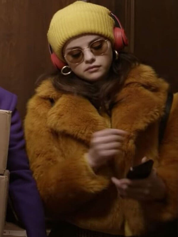 Mabel Mora Only Murders In The Building Faux Fur Orange Jacket.