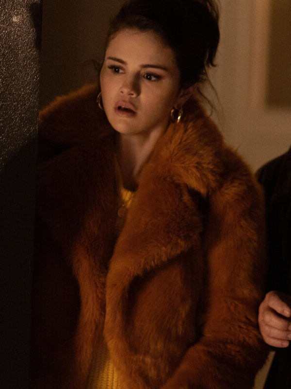 Mabel Mora Only Murders In The Building Faux Fur Orange Jacket.