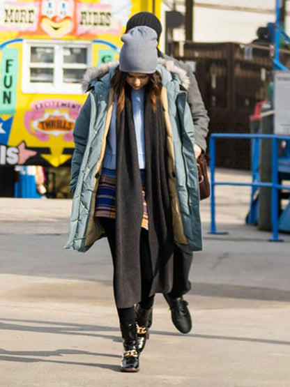 Mabel Mora Only Murders In The Building Grey Puffer Jacket.