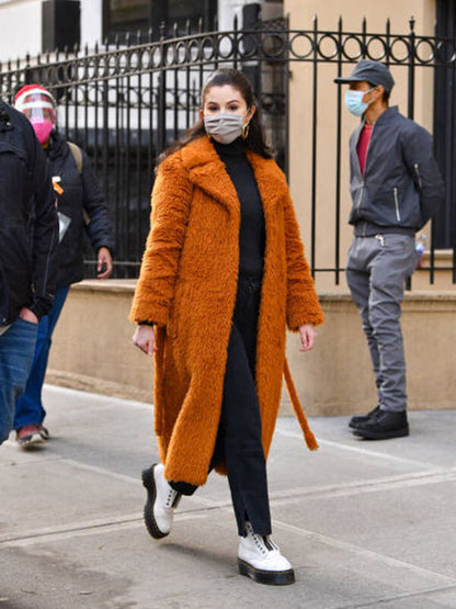 Mabel Mora Only Murders In The Building Orange Wool Coat.