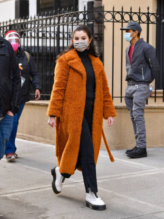 Mabel Mora Only Murders In The Building Orange Wool Coat.