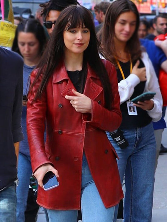  Madame Web 2024 Dakota Johnson Red Long Coat