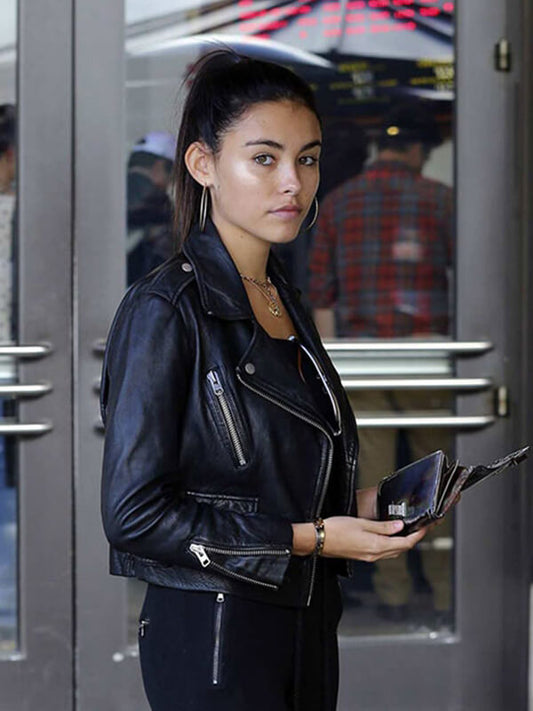 Madison Beer Black Leather Jacket 