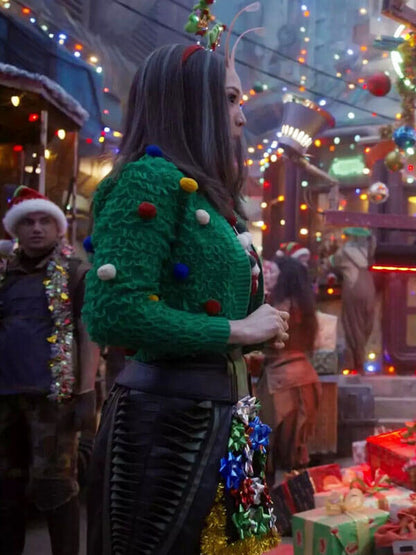 Mantis The Guardians Of The Galaxy Christmas Special Green Knittted Wool Jacket
