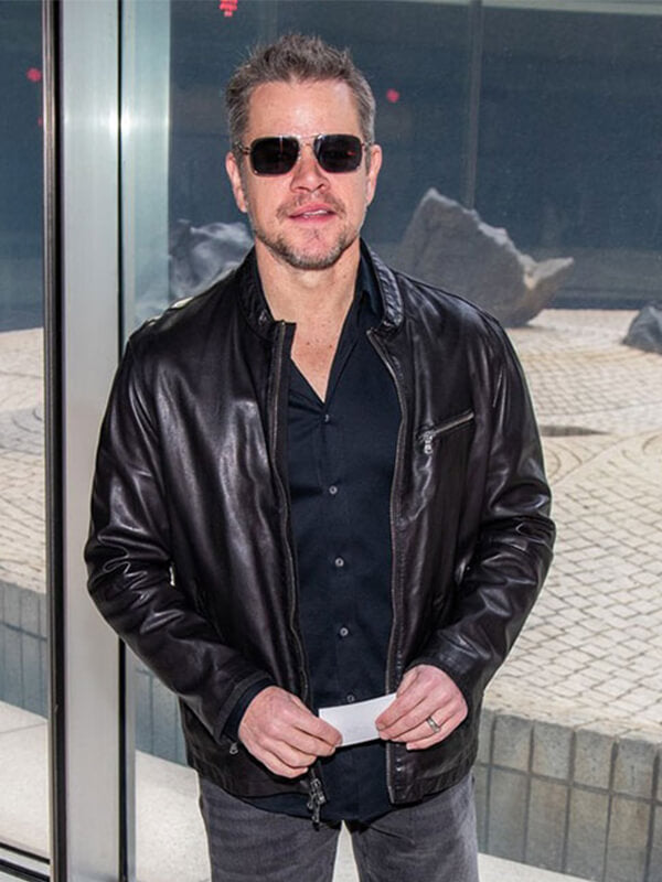 Matt Damon Black Leather Jacket