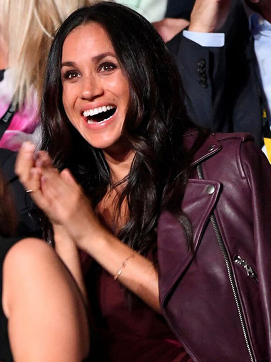Meghan Markle Maroon Leather Jacket
