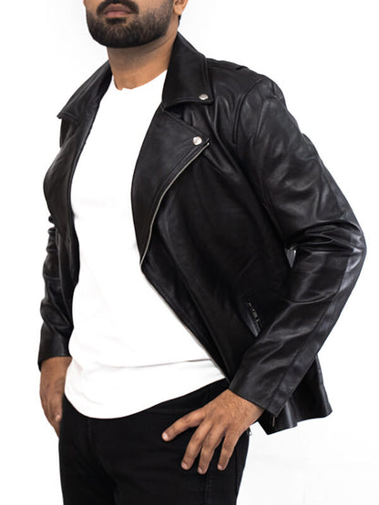 Mens Biker Geniune Lambskin Leather Jacket