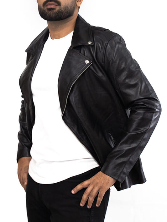 Mens Biker Geniune Lambskin Leather Jacket