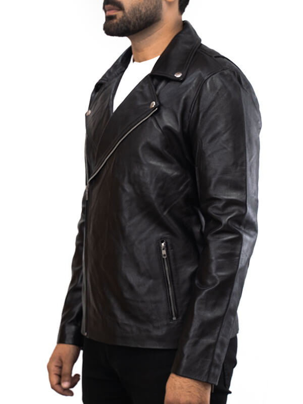 Mens Biker Geniune Lambskin Leather Jacket