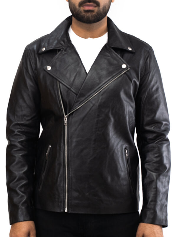 Mens Biker Geniune Lambskin Leather Jacket