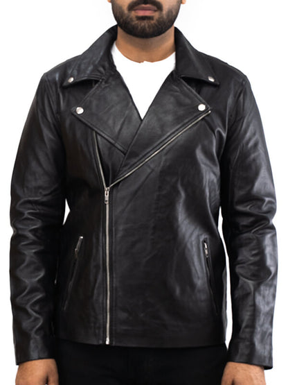 Mens Biker Geniune Lambskin Leather Jacket