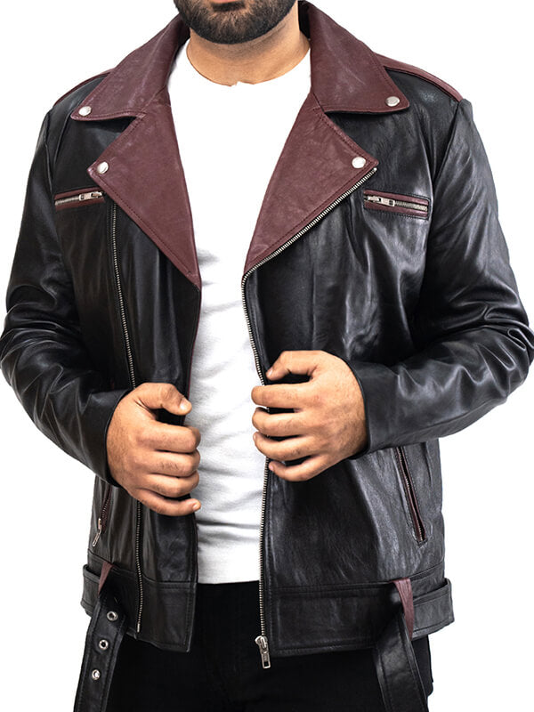 Mens Biker Lambskin Leather Jacket