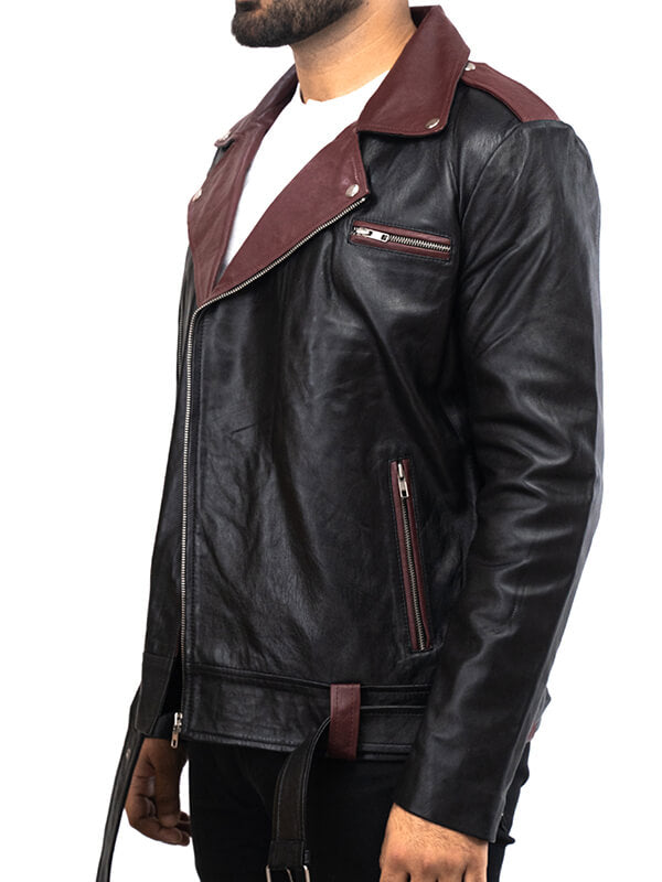 Mens Biker Lambskin Leather Jacket