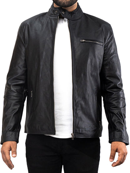 Mens Black  Lambskin Leathr Jacket