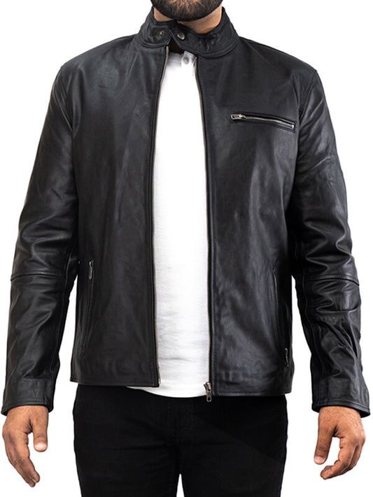 Mens Black  Lambskin Leathr Jacket